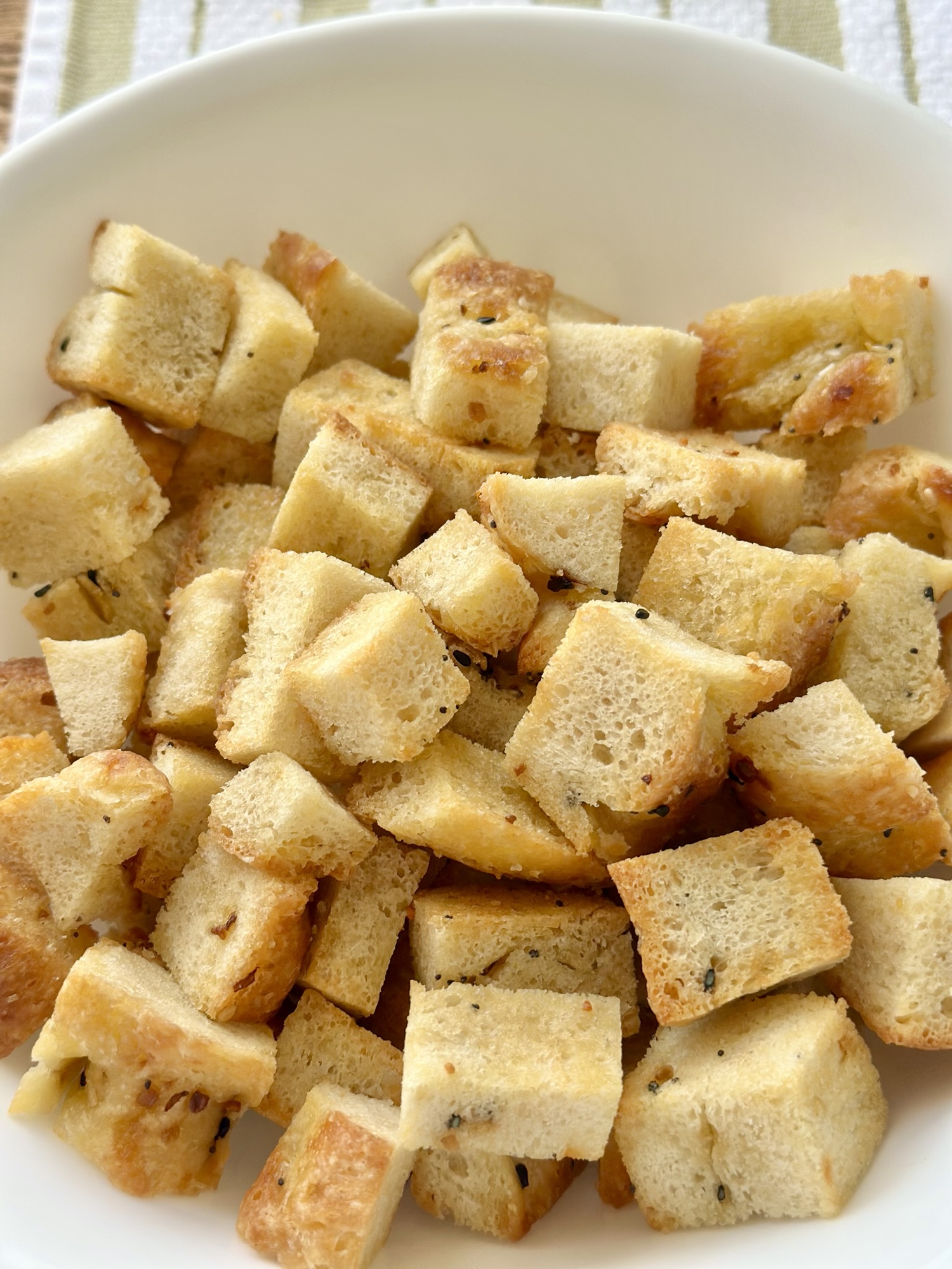 3 Ingredient Everything Bagel Croutons (Made from Leftover Focaccia!)