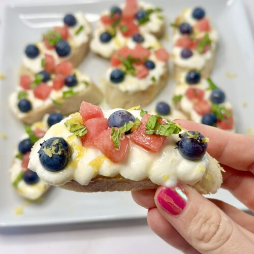 watermelon feta blueberry crostini