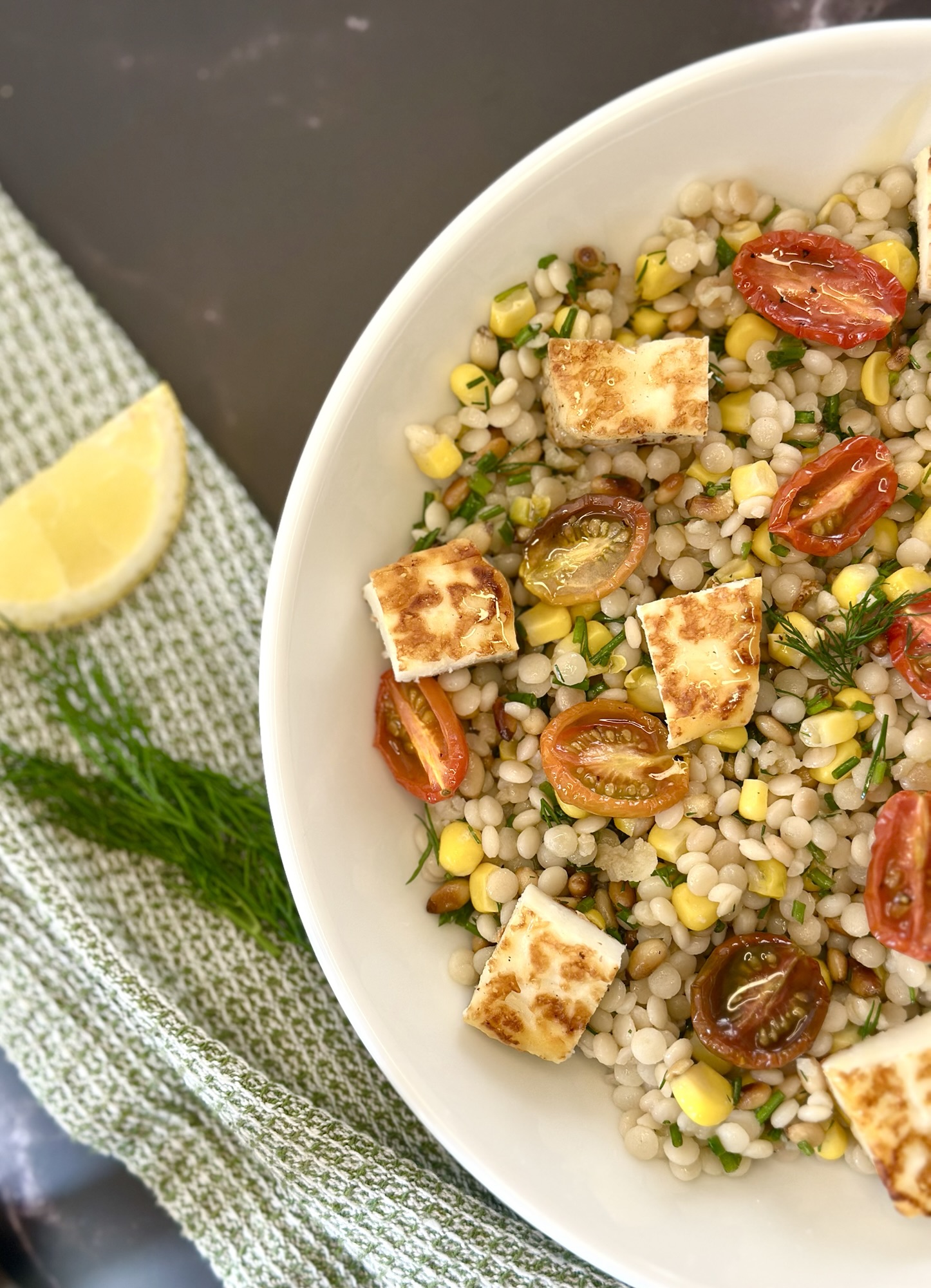 Grilled Halloumi Couscous Salad with Slow Roasted Tomatoes (A Perfect Summer Recipe)