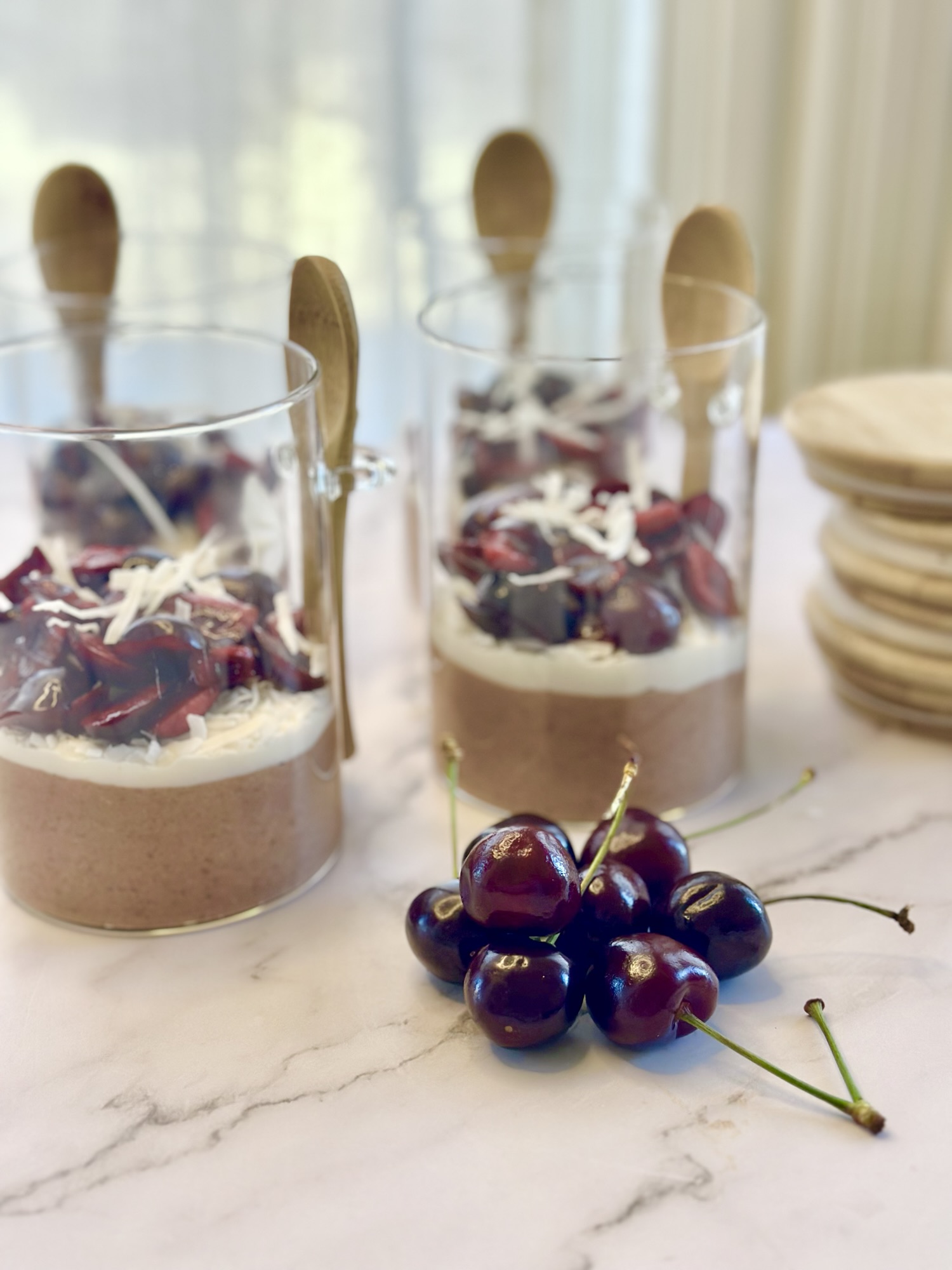 Chocolate Cherry Coconut Chia Seed Pudding (Easy Meal Prep Breakfast)