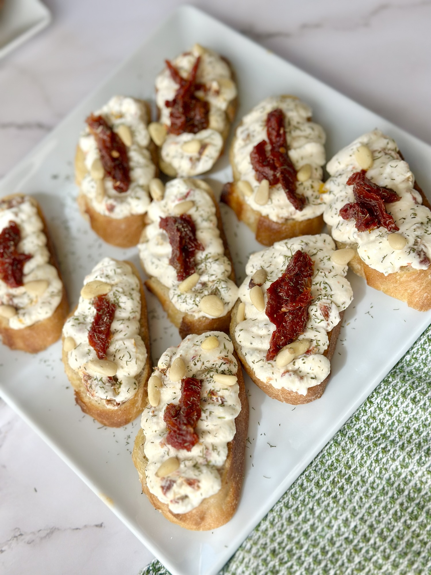 Sun-Dried Tomato Dill Whipped Feta Crostini (10-Minute Appetizer)