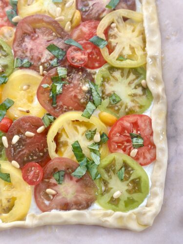 Unbaked heirloom tomato tart before going into the oven