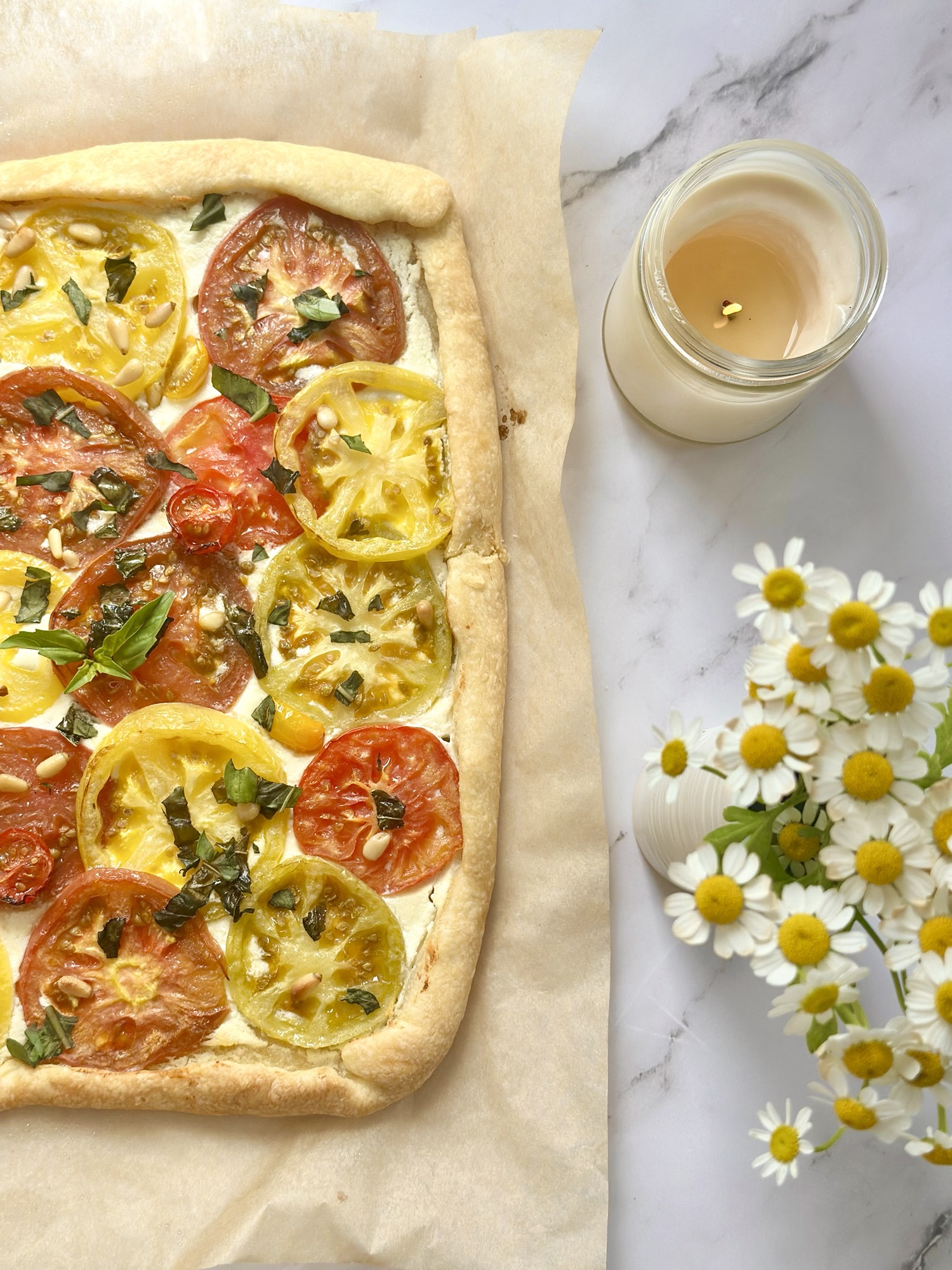 Heirloom Tomato Puff Pastry Tart with Whipped Feta