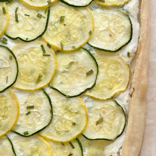Corgette Puff Pastry Tart with Whipped Goat Cheese