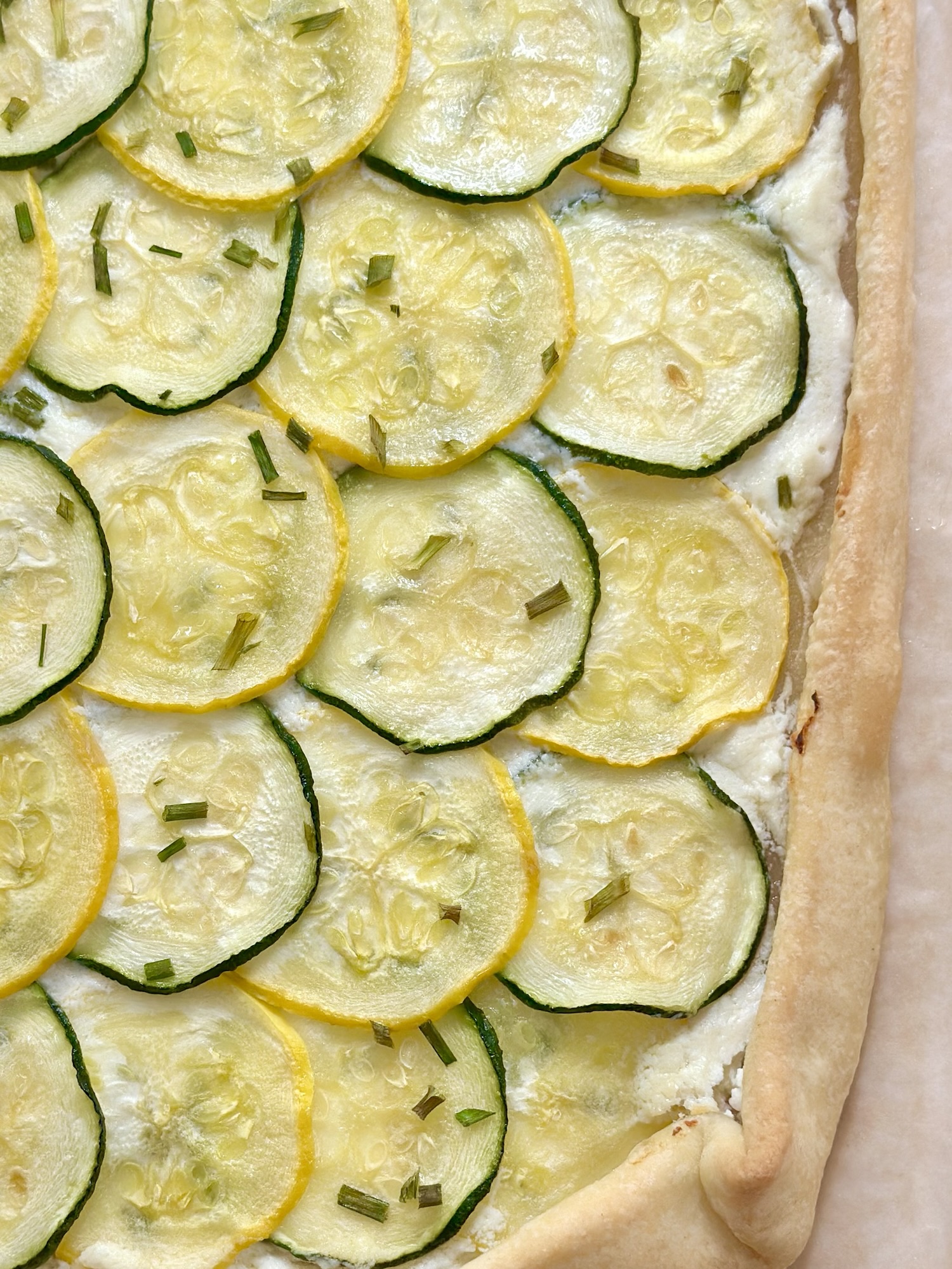 Corgette Puff Pastry Tart with Whipped Goat Cheese